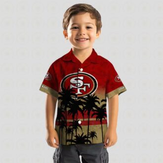 Custom Red & Black San Francisco 49ers Hawaiian Shirt with Sunset Print for Fans