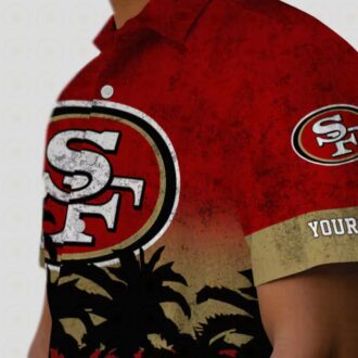Custom Red & Black San Francisco 49ers Hawaiian Shirt with Sunset Print for Fans