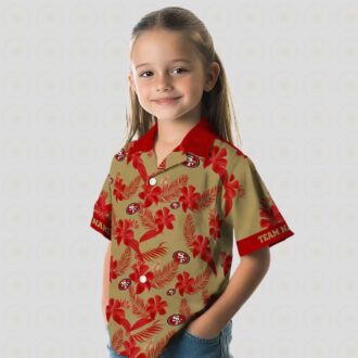 Custom San Francisco 49ers Botanical Print Gold Hawaiian Shirt, Summer Beach Vacation Gift