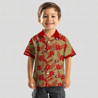 Custom San Francisco 49ers Botanical Print Gold Hawaiian Shirt, Summer Beach Vacation Gift