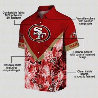 Custom San Francisco 49ers Floral Chevron Red Hawaiian Shirt, Tropical Aloha Summer Beach Shirt