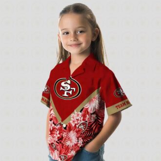 Custom San Francisco 49ers Floral Chevron Red Hawaiian Shirt, Tropical Aloha Summer Beach Shirt