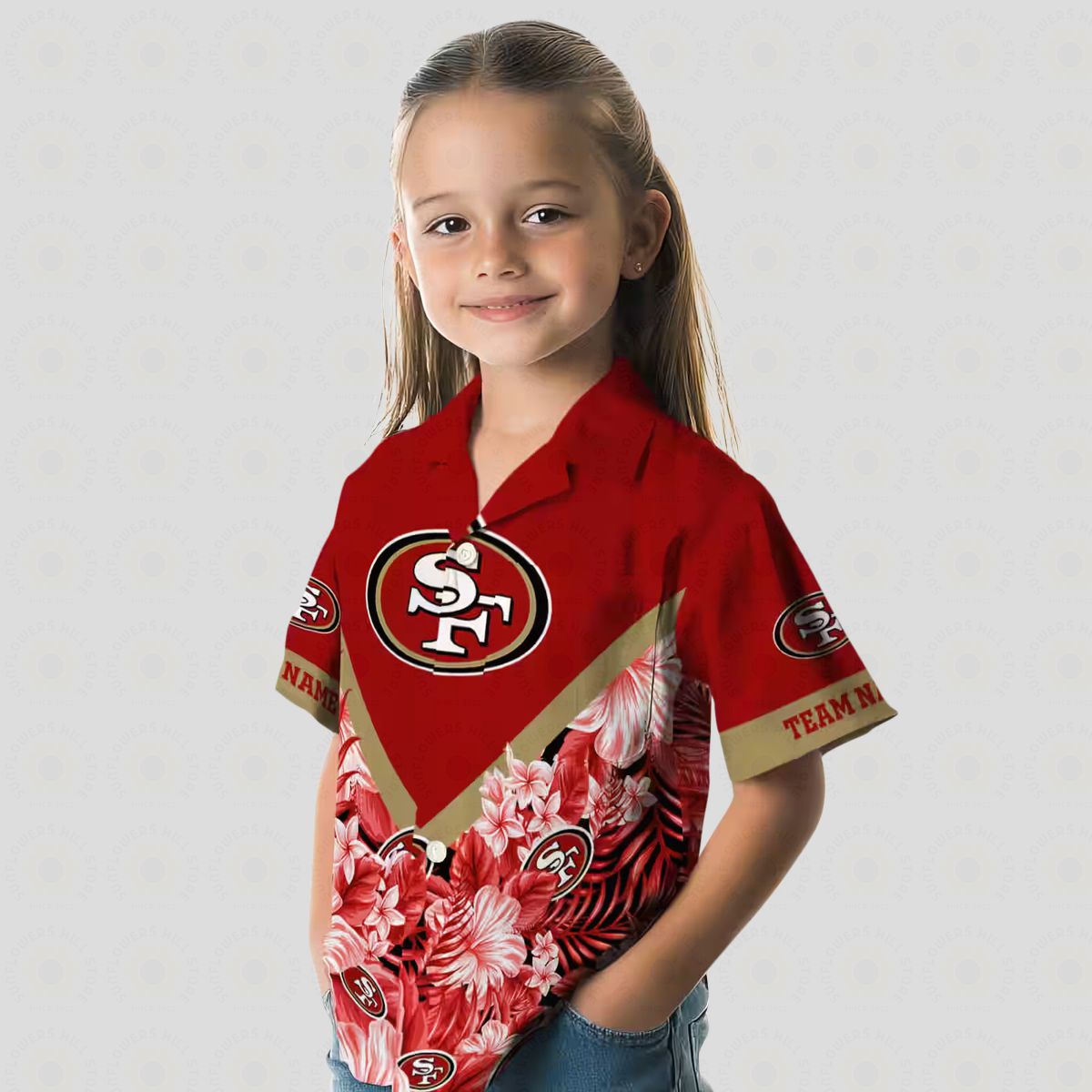 Custom San Francisco 49ers Floral Chevron Red Hawaiian Shirt, Tropical Aloha Summer Beach Shirt