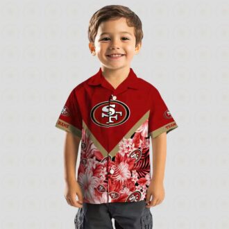 Custom San Francisco 49ers Floral Chevron Red Hawaiian Shirt, Tropical Aloha Summer Beach Shirt