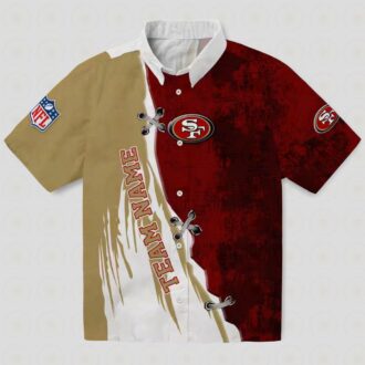 Custom San Francisco 49ers Red & White Hawaiian Shirt with Edgy Streaks