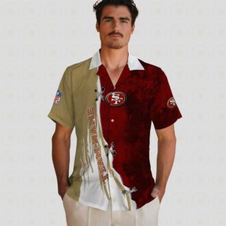 Custom San Francisco 49ers Red & White Hawaiian Shirt with Edgy Streaks