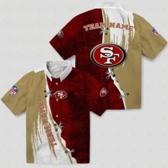 Custom San Francisco 49ers Red & White Hawaiian Shirt with Edgy Streaks