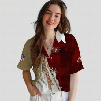 Custom San Francisco 49ers Red & White Hawaiian Shirt with Edgy Streaks