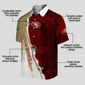 Custom San Francisco 49ers Red & White Hawaiian Shirt with Edgy Streaks