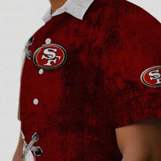 Custom San Francisco 49ers Red & White Hawaiian Shirt with Edgy Streaks
