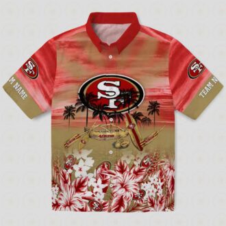 Custom San Francisco 49ers Tropical Canoe Red Hawaiian Shirt for NFL Fans