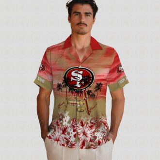 Custom San Francisco 49ers Tropical Canoe Red Hawaiian Shirt for NFL Fans