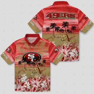 Custom San Francisco 49ers Tropical Canoe Red Hawaiian Shirt for NFL Fans