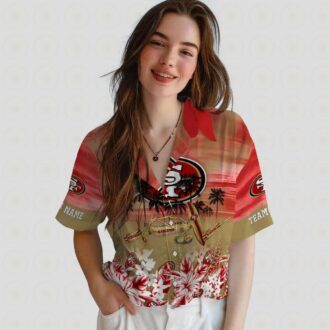 Custom San Francisco 49ers Tropical Canoe Red Hawaiian Shirt for NFL Fans
