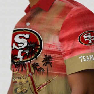 Custom San Francisco 49ers Tropical Canoe Red Hawaiian Shirt for NFL Fans