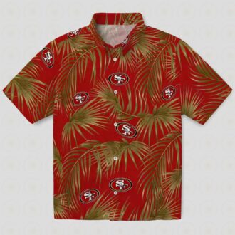 NFL San Francisco 49ers Hawaiian Shirt with Leafy Palms Design for Beach & Vacation