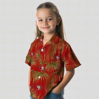 NFL San Francisco 49ers Hawaiian Shirt with Leafy Palms Design for Beach & Vacation