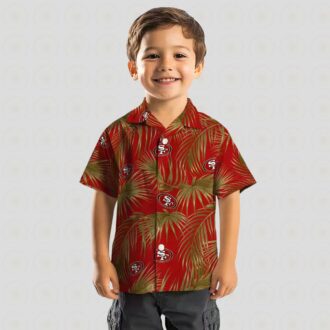 NFL San Francisco 49ers Hawaiian Shirt with Leafy Palms Design for Beach & Vacation