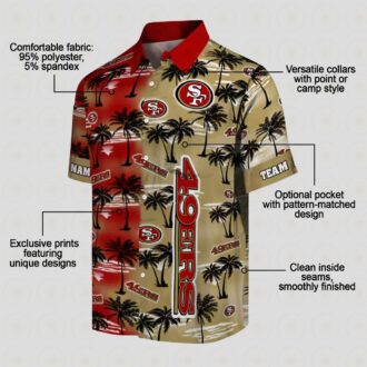 Personalized San Francisco 49ers Hawaiian Shirt, Red Palm Silhouettes Aloha Shirt for NFL Fans