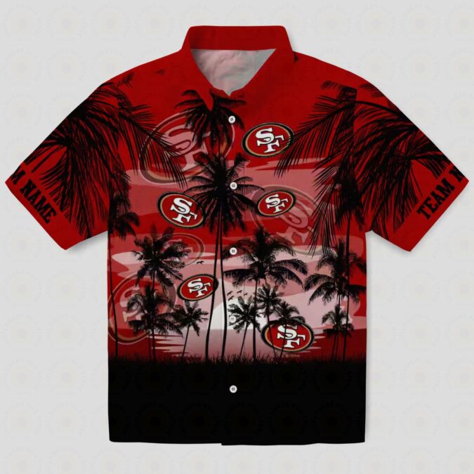 Personalized San Francisco 49ers Sunset Scene Hawaiian Shirt, Red & Black NFL Aloha Shirt