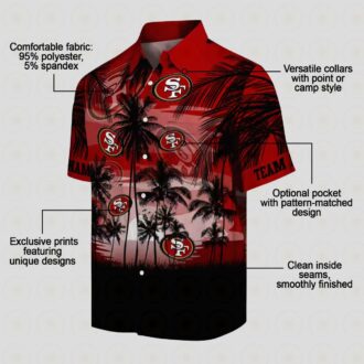 Personalized San Francisco 49ers Sunset Scene Hawaiian Shirt, Red & Black NFL Aloha Shirt