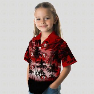 Personalized San Francisco 49ers Sunset Scene Hawaiian Shirt, Red & Black NFL Aloha Shirt
