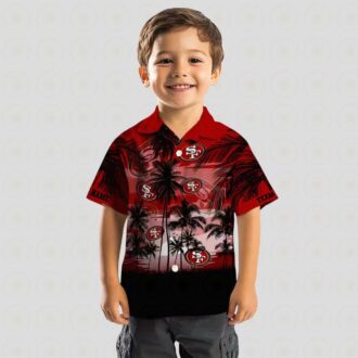 Personalized San Francisco 49ers Sunset Scene Hawaiian Shirt, Red & Black NFL Aloha Shirt