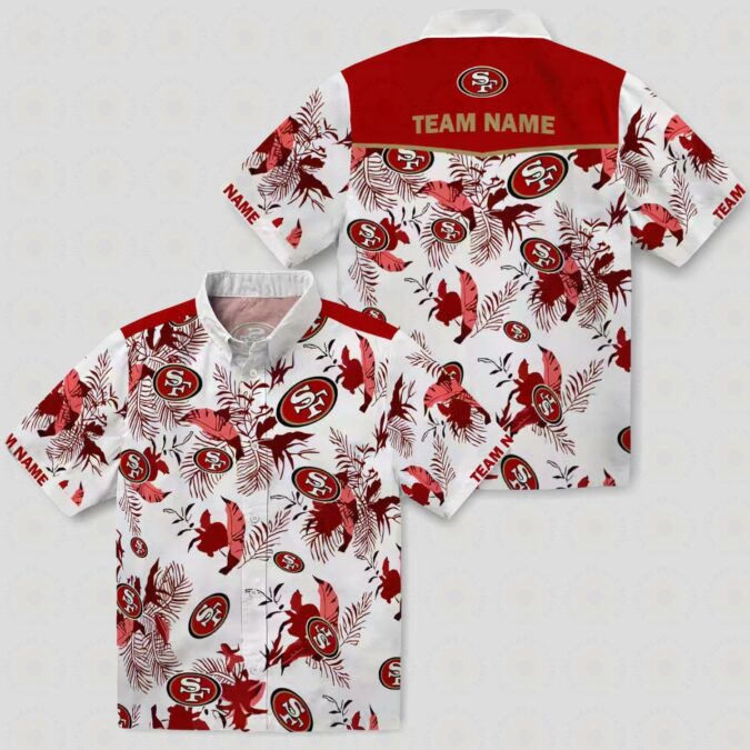 Personalized San Francisco 49ers Tropical Hawaiian Shirt, Red White NFL Fan Gift