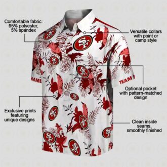 Personalized San Francisco 49ers Tropical Hawaiian Shirt, Red White NFL Fan Gift