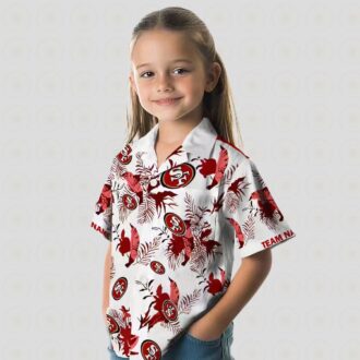 Personalized San Francisco 49ers Tropical Hawaiian Shirt, Red White NFL Fan Gift