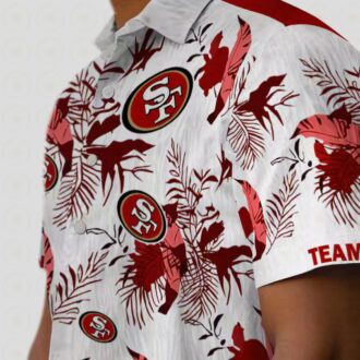 Personalized San Francisco 49ers Tropical Hawaiian Shirt, Red White NFL Fan Gift