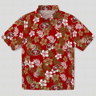 Red Tropical Floral Hawaiian Shirt for San Francisco 49ers Fans