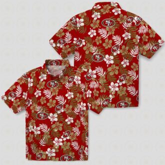 Red Tropical Floral Hawaiian Shirt for San Francisco 49ers Fans
