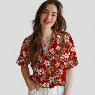 Red Tropical Floral Hawaiian Shirt for San Francisco 49ers Fans