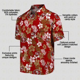 Red Tropical Floral Hawaiian Shirt for San Francisco 49ers Fans