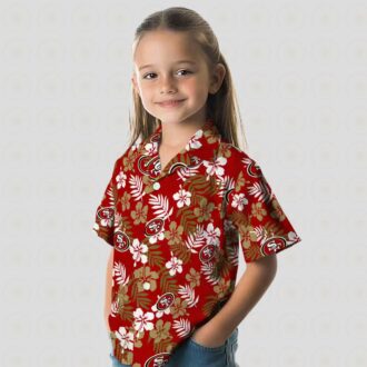 Red Tropical Floral Hawaiian Shirt for San Francisco 49ers Fans