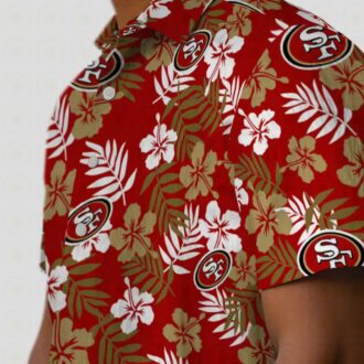 Red Tropical Floral Hawaiian Shirt for San Francisco 49ers Fans
