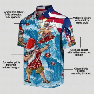 San Francisco 49ers Aloha Hawaiian Shirt with Surfing Santa – Perfect Gift for 49ers Fans