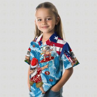 San Francisco 49ers Aloha Hawaiian Shirt with Surfing Santa – Perfect Gift for 49ers Fans