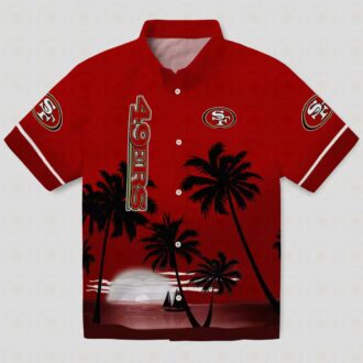 San Francisco 49ers Beach Sunset Shirt, Red & Black NFL Hawaiian Aloha Shirt for Vacation