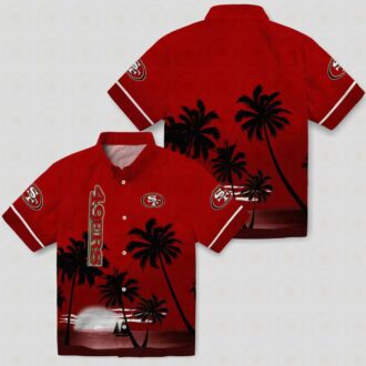 San Francisco 49ers Beach Sunset Shirt, Red & Black NFL Hawaiian Aloha Shirt for Vacation
