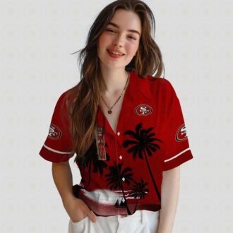 San Francisco 49ers Beach Sunset Shirt, Red & Black NFL Hawaiian Aloha Shirt for Vacation