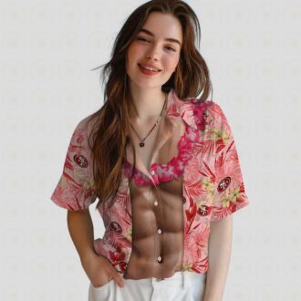 San Francisco 49ers Chest Illusion Red Shirt for Summer & Vacation