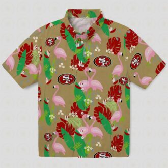 San Francisco 49ers Flamingo Foliage Hawaiian Shirt, Tropical NFL Shirt for Beach & Vacation