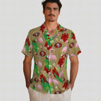 San Francisco 49ers Flamingo Foliage Hawaiian Shirt, Tropical NFL Shirt for Beach & Vacation