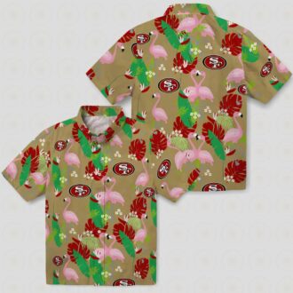 San Francisco 49ers Flamingo Foliage Hawaiian Shirt, Tropical NFL Shirt for Beach & Vacation