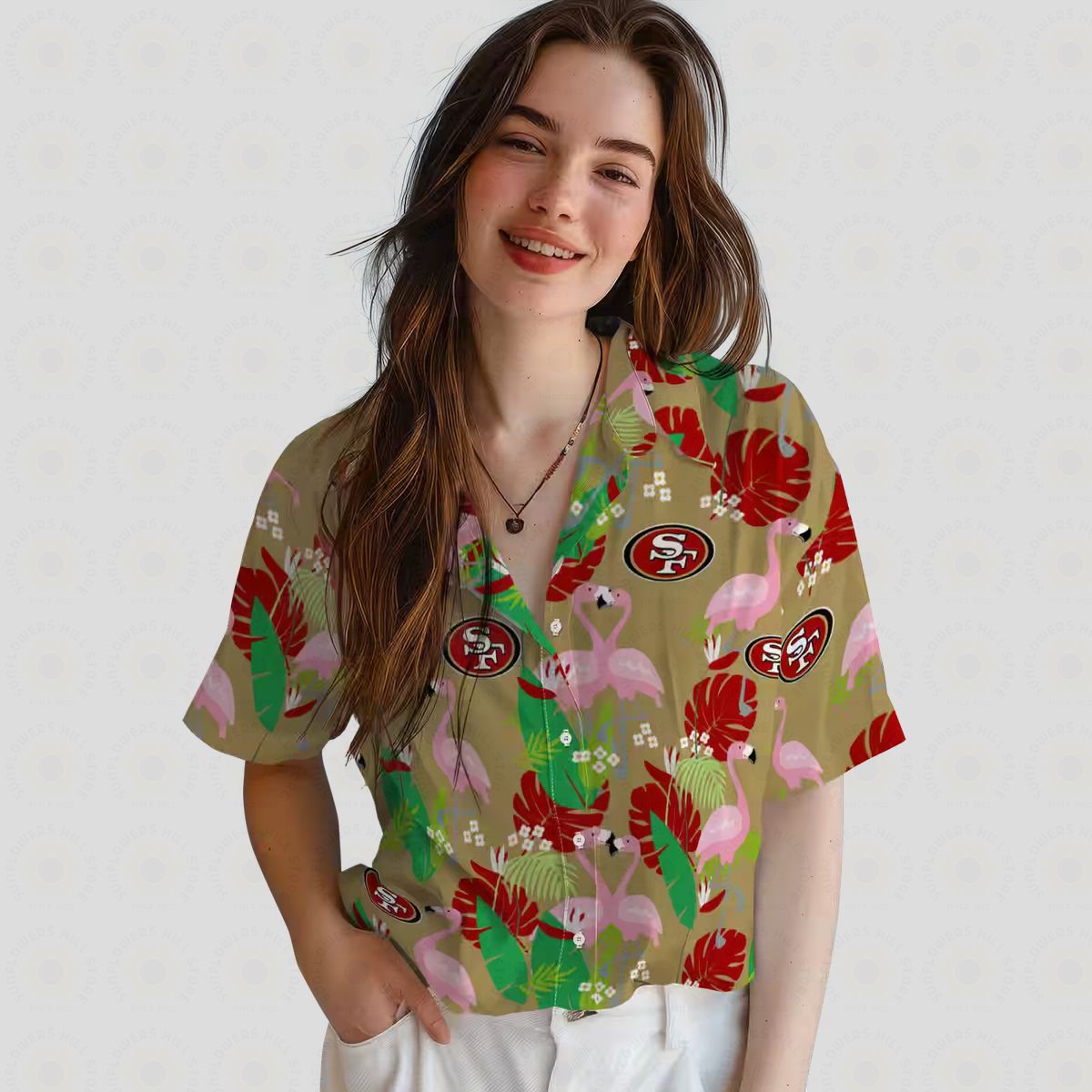 San Francisco 49ers Flamingo Foliage Hawaiian Shirt, Tropical NFL Shirt for Beach & Vacation