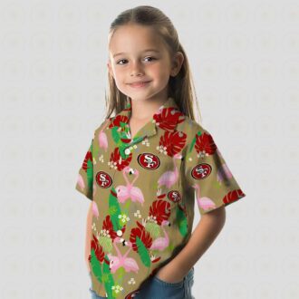 San Francisco 49ers Flamingo Foliage Hawaiian Shirt, Tropical NFL Shirt for Beach & Vacation