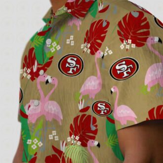 San Francisco 49ers Flamingo Foliage Hawaiian Shirt, Tropical NFL Shirt for Beach & Vacation