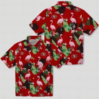 San Francisco 49ers Flamingo Leaf Hawaiian Shirt Red, NFL Fan Summer Gift